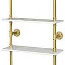 HEONITURE Industrial Gold Bookshelf-6 Tier Wall Mounted Ladder Bookshelf, Rustic Gold Storage Book Shelves Display Bookcases for Living Room/Home/Office