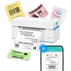 ORGSTA Bluetooth Thermal Shipping Label Printer 4x6, Wireless & USB Label Printer for Small Business, Compatible with Android, iPhone, Windows, USPS, Amazon, Etsy, Shopify - T001-Plus (White)