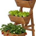 3-Tiers Wooden Raised Garden Bed Planter Box Flower Pots Vertical Garden Planter Wood Plant Stand for Vegetables Flowers Herbs for Patio, Balcony, Freestanding (Brown S)