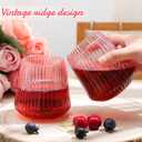 Suclain 50 Pcs Plastic Wine Glasses Pink Ribbed Stemless Wine 14oz Vertical Design Unbreakable Cups for Outdoor Indoor Vintage Elegant Champagne Whiskey Glasses for Christmas Party Wedding
