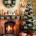 24Pcs Velvet Bows for Christmas Tree, Small Dusty Blue Bows Christmas Decorations with Twist Tie, Bulk Elegant Velvet Ornaments for Wreath Garland Gift Wrapping Wedding Champagne Parties 3.5*3.5 in