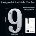 3 x Unique 5-Inch High Acrylic House Numbers - Rustproof & Anti-fade Mailbox Number/Float or Flush Mount - Enhance Home Address Visibility/Silver Finished/Number 9