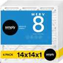 Simply 14x14x1 Air Filter, MERV 8, MPR 600, 6 Pack, For Home AC Furnace & HVAC (Actual Size: 13.75"x13.75"x0.75") DUST, Pet, & Allergy Control