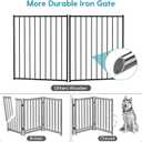 No Pawblems Free Standing Dog Gate with Door, 30'' Tall Foldable Dog Fence for Indoor & Outdoor, Up to 208 Inch Extra Wide Puppy Gate for Stairs, Hallways, Doorways, Deck, Yard (Black, 8 Panels)