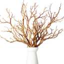 Geosar 13.8 Inch Small Manzanita Branches Plastic Faux Branches Artificial Antler Shaped Tree Branch Decorative Plant Twigs for Home Wedding Table Centerpiece Festival Decors(Light Brown,10 Pieces)