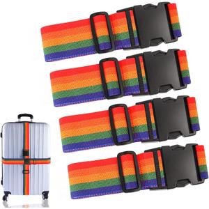 4Pcs Luggage Straps for Suitcase Travel Accessories TSA Approved, 80In Long Belts to Keep Your Suitcase Secure, Adjustable Bag Straps with Quick-Release Buckle for Travel Bag Closure, Multicolor (L80" x W2")