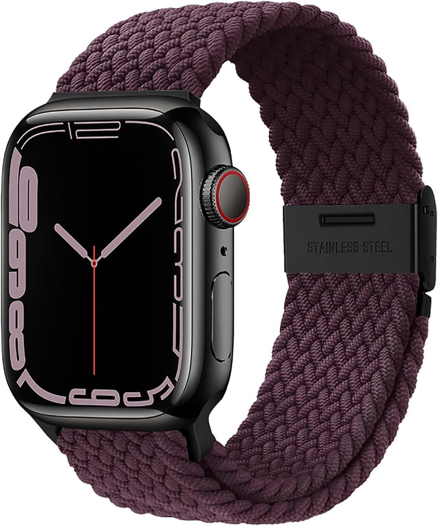 Qimela Compatible with Apple Watch Band 38mm 40mm 41mm 42mm 44mm 45mm 46mm 49mm for Women Men,Sport Solo Loop Strap Stretchy Nylon Braided Wristband for iWatch Series 11 10 9 8 7 6 5 4 SE Ultra 3 2 1