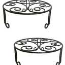 ILTreFlo 2 Pack Iron Plant Stand Low Profile,13 Inch Diameter Wide Round Metal Flower Stand for Indoor Outdoor Large Plants, Short Heavy Duty Display Holder for Wide Pots, Patio Garden Home Decor,Rustproof Matte Black(2 Pack 13 Diameter 5 inches Tall