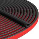 40FT Weather Stripping Door Seal - Self Adhesive Weather Insulation Strip Weatherstripping Silicone D Shaped Seal Strip Door Frame Gap Filler/Window Soundproofing (Black)