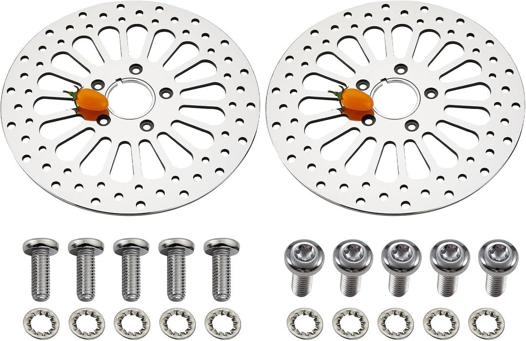 11.5'' 2 Piece Front Brake Rotor for Harley Davidson Touring Softail Sportster Dyna Early Super Glide,Mirror-Polished Vibration Proof Hardened Stainless Steel Rotors Motorcycle Models
