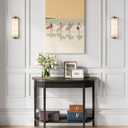 Black Half-Moon 2-Tier Console Table for Entryway, Living Room, Hallway, 37.41 inches x 31.5 inches x 13 inches