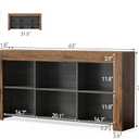 LITTLE TREE Console Table with Storage, 63-Inch Narrow Long Sofa Table, Entryway Table with 6 Cubes, Farmhouse Storage Shelves for Entryway, Living Room (11.8" D x 63" W x 31.5" H, Brown + Black)