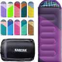 Camping Sleeping Bag, 32 Sleeping Bags for Adults Kids Teens Cold Weather Warm Sleeping Bag Winter for 3-4 Season Camping, Camping Gear Equipment, Traveling, and Outdoors (Eggplant & Black)