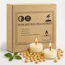 Crenovo Tea Lights Candles 100 Pack, Natural Soy Wax Tealights Candles Bulk 6 Hours Non-Toxic, Long Burning, Unscented Small Votive Cup Candles for Wedding, Party, Dinner, Emergency
