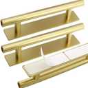 Opfiue 8 PCS Self-Stick Push Pull Helper ABS Plastic Handle, Wardrobe Handles Instant for Furniture/Cabinet/Drawer (Gold)