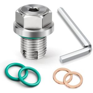 M12.1-1.5 x 15mm Oversize Piggyback Oil Drain Plug, Stainless Steel Self Tapping Oil Pan Thread Repair Kit