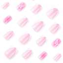 9 x yefiuo Valentines Press on Nails Short Square Nail Tips Hot Pink French Acrylic Fake Nails Press ons with Bow Rhinestones Charms Design Glue on Nails Full Cover False Nails Art Kit for Women 24 Pcs, Mix