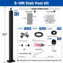 Muzata 5-10FT Modular Black Cable Railing Kit 36 Inch 2 Stair Post Kit Complete Set Cable Railing System for Stairs Length Adjustable Easy DIY with Paper User Guide (No Handrail) RWS1 BA4S