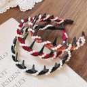 Vintage Pearl Beaded Headbands for Women High Cranium Hairband with Teeth Brown Red Black Wavy Comb Headband White Pearl Hairbands Fall Winter Fashion Hair Accessories for Bride Wedding Party 3Pcs