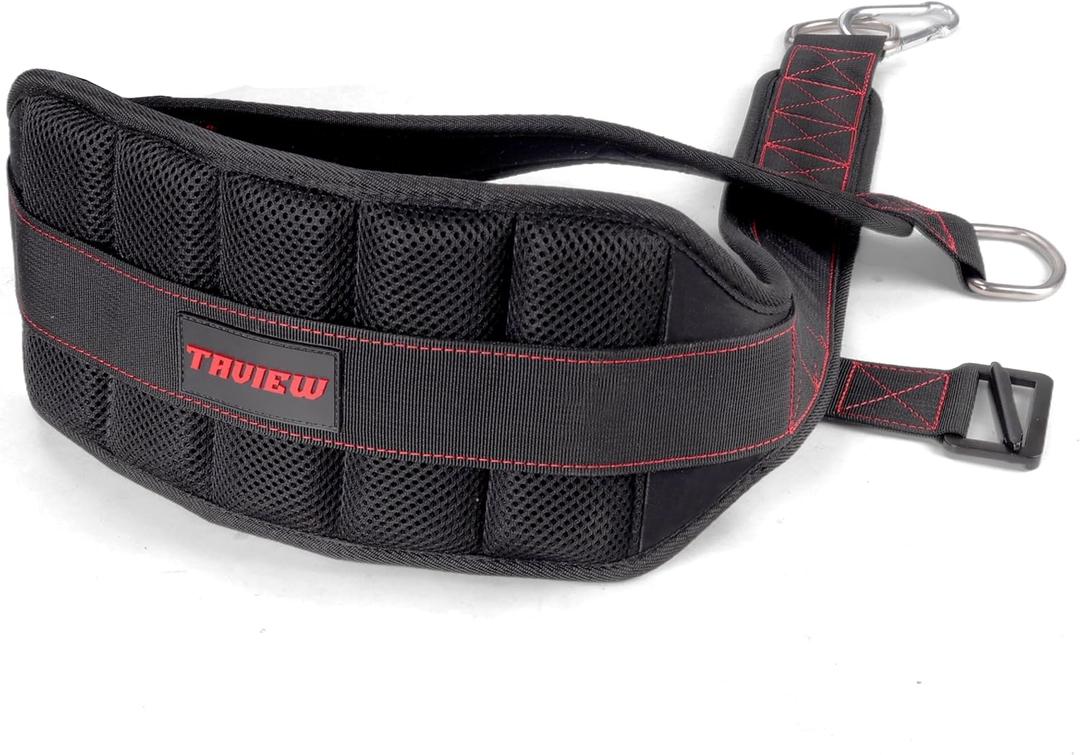 Belt for Belt Squats, Rack Attachment & Squat Machine, Weight Lifting&Powerlifting  Back Support, Low-Profile, Padded Hip & Thigh, Secure Buckle, Heavy Duty (Black&Red)