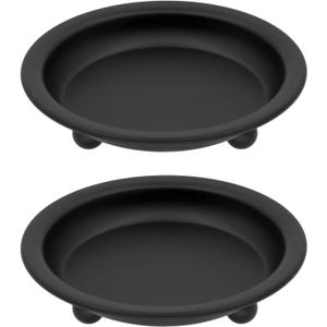 Matte Black Iron Candle Plate, Set of 2, Metal Saucer Style Candle Holder for Pillar/Scented/Flameless/Ball Candles, Decorative Candle Stand for Table Centerpiece
