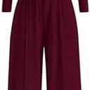 PRETTYGARDEN Women's 2025 Fall Trendy 2 Piece Outfits Lounge Sets Long Sleeve Top Henley Shirts Wide Leg Pants Travel Clothes, S, Red