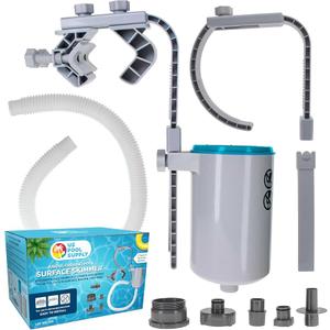 U.S. Pool Supply Pool Skimmer - Above Ground Pool Skimmer, Floating Surface Skimmer, 5 Adapters, Pool Accessories - Clean Dirt Basket, Wall Mount, Attach to Inflatable Collars, Tubular, Metal Frames