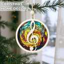 Music Lover Ornament  Acrylic Wooden Christmas Tree Keepsake for Teachers, Piano Fans, Teacher Gifts, Retro Christmas Decor, Music Notes Decoration