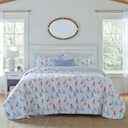 Laura Ashley - Twin Quilt Set, Cotton Reversible Bedding with Matching Sham, Home Decor Ideal for All Seasons (Ahoy Blue, Twin) (Bright)