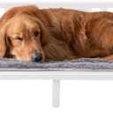 Cooling Elevated Dog Bed for Large Dogs Indoor Outdoor, Raised Acrylic Pet Cot with Breathable Mesh & Plush Washable Mat, Easy to Clean