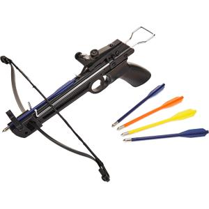 Tactical Crusader Hand Held Hunting Archery 50LB Pistol Crossbow Gun, Black (Darts Color May Vary)