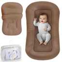 Infant Support Cushion - Baby Support Cushion for Newborn, 0-24 Months, Portable Tummy Time Mat for Home and Travel, Soft Cotton, Supervised Use, Baby Essentials Gift, Brown (Cover Included)