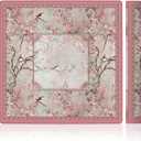 Vintage Chinoiserie Cherry Blossom Mahjong Mat 31.5 x 31.5 in, Pink Cottagecore Botanical Floral Bird Anti Slip
