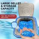 Collapsible Gel Ball Blaster Ammo Bucket, Portable Splatter Blaster Accessories, Splat Gel Gun Refill Container with Strainer, Large Capacity Water Beads Storage Tub Up to 10,000 Balls, for Ages 14+