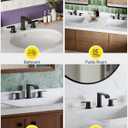 Homevacious Matte Black Waterfall Bathroom Faucet for Sink 3 Hole 8 Inch Widespread Bathroom Sink Faucets with Pop-up Drain Supply Lines Stainless Steel 2-Handle Bathroom Sink Faucet for Bath Vanity