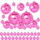 Pink Mini Disco Ball Decor: 42 Pack Hanging Mirror Ball Ornaments Different Sizes - Disco Balls Decorations Bulk for Party Christmas Tree Cake Room Birthday(1.2 Inch, 2 Inch, 2.4 Inch, 3 Inch)