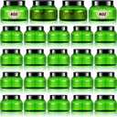 Tessco 24 Pack Plastic Jars with Lids Labels Empty Clear Plastic Jars Round Refillable Cosmetic Containers Body Butter Containers Bulk Sugar Scrub Bottle for Make Up(8 oz,Green, Black)