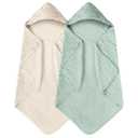 Yoofoss Hooded Baby Towels for Newborn 2 Pack 100% Muslin Organic Cotton Baby Bath Towel with Hood for Babies, Infant, Toddler and Kids, 32x32Inch, Soft and Absorbent Newborn Essential,Apricot&Green