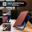 Compatible with iPhone 16 Plus Case Wallet with Card Holder [4 Card Slots] Kickstand [RFID Blocking] PU Leather Phone Case Flip Protective Cover TPU Shockproof,for Apple 16 Plus,Brown