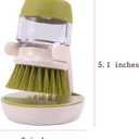 Dish Brush with Soap Dispenser, Dishwashing Kitchen Scrub Brushes Dish Scrubber with Holder Drip Tray, for Cleaning Pan, Pot, Sink(Grey)