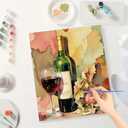 Wine and Flower Art Paint by Numbers Kit for Adults - DIY Wine Bottle and Colorful Glass Painting on Canvas 16x20 Inches,Acrylic Paint Set,Suitable for Beginners,Art for Home Decoration/Gift