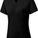 Women's Polo Shirts Short Sleeve Quick Dry UPF 50+ Sun Protection Business Casual Collared Shirt Tennis Golf Shirt Work Tops (X-Large, Black)