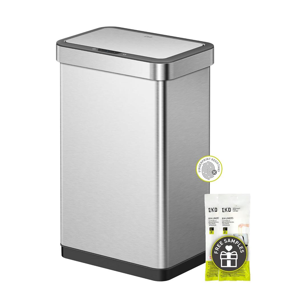 EKO 13.2 Gallon Touchless Motion Sensor Kitchen Trash Can, Stainless Steel