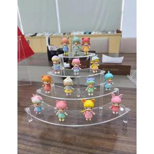 Gonice Small Clear Acrylic Display Riser, 4 Tier Desktop Display Stand for Mini Figurines, Doll, Corner Shelf for Home, Office
