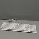 Wired Retro Typewriter Keyboard, Quiet Computer Keyboard Light up with Full Size 104 Round Keys Blue LED Backlit Slim Silent for Windows PC Laptop(White)