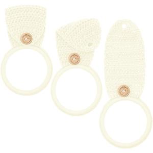 Tatuo 3 Pieces Crochet Towel Holder Hanging Kitchen Dish Towel Holder Ring Oven Handle Kitchen Bathroom Hanger for Stove (Beige)