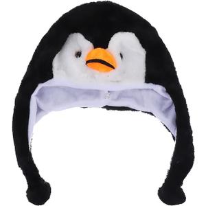 Plush Animal Hat Penguin Earflap Cap Winter Ski Style Hood For Children Adults
