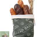 Beeswax Reusable Bread Bags for Homemade Sourdough Bead Large 13''x 16.5'', Natural Durable Cotton Bread Keeper with Zipper to Keep Fresh, Green