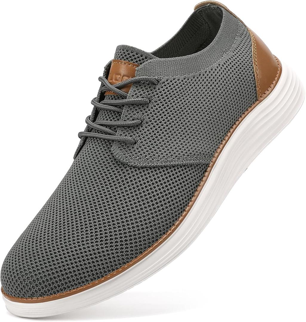 VILOCY Men's Fashion Dress Sneakers Casual Walking Shoes Business Oxfords Comfortable Breathable Lightweight Tennis (11.5 Wide, Grey)
