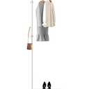 White Coat Rack Freestanding with Natural Marble Base, Metal Coat Racks Entryway Jackets Bags Hanger Stand with 3 Hooks, Home Hotel Hall Tree for Coats, Hats, Scarves, Clothes